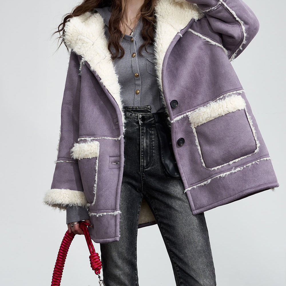 
                  
                    ELFSACK Purple Thickening Cotton Coats Women 2023 Winter Warm Jackets
                  
                