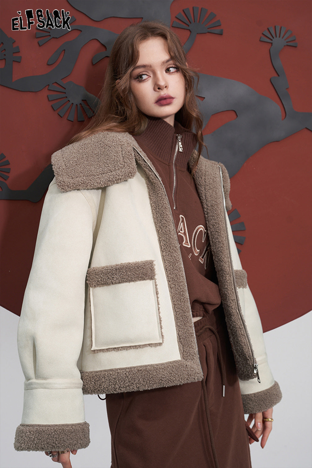 
                  
                    ELFSACK Spkiced Fleece Vintage Coats Women 2023 Winter Warm Outwears
                  
                