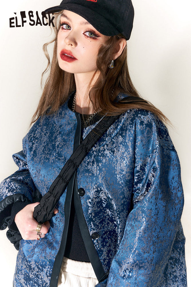 
                  
                    ELFSACK Blue Thickening Cotton Coats Women 2023 Winter New Chinese Style Designer Jackets
                  
                