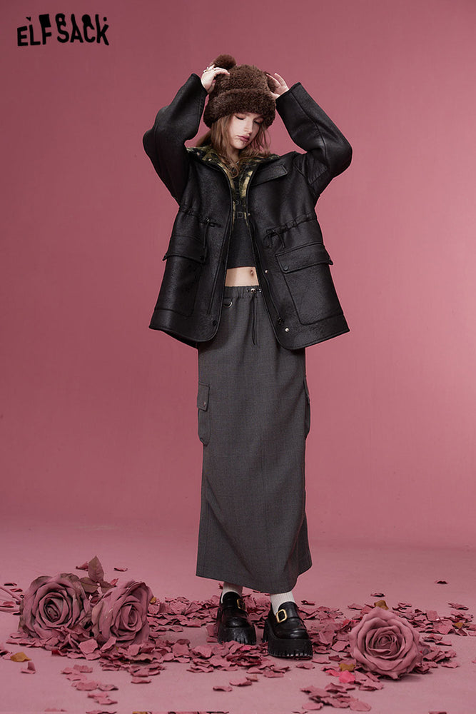 
                  
                    ELFSACK Korean Fashion Cotton Coats Woman 2023 Winter New Designer Luxury Clothes
                  
                