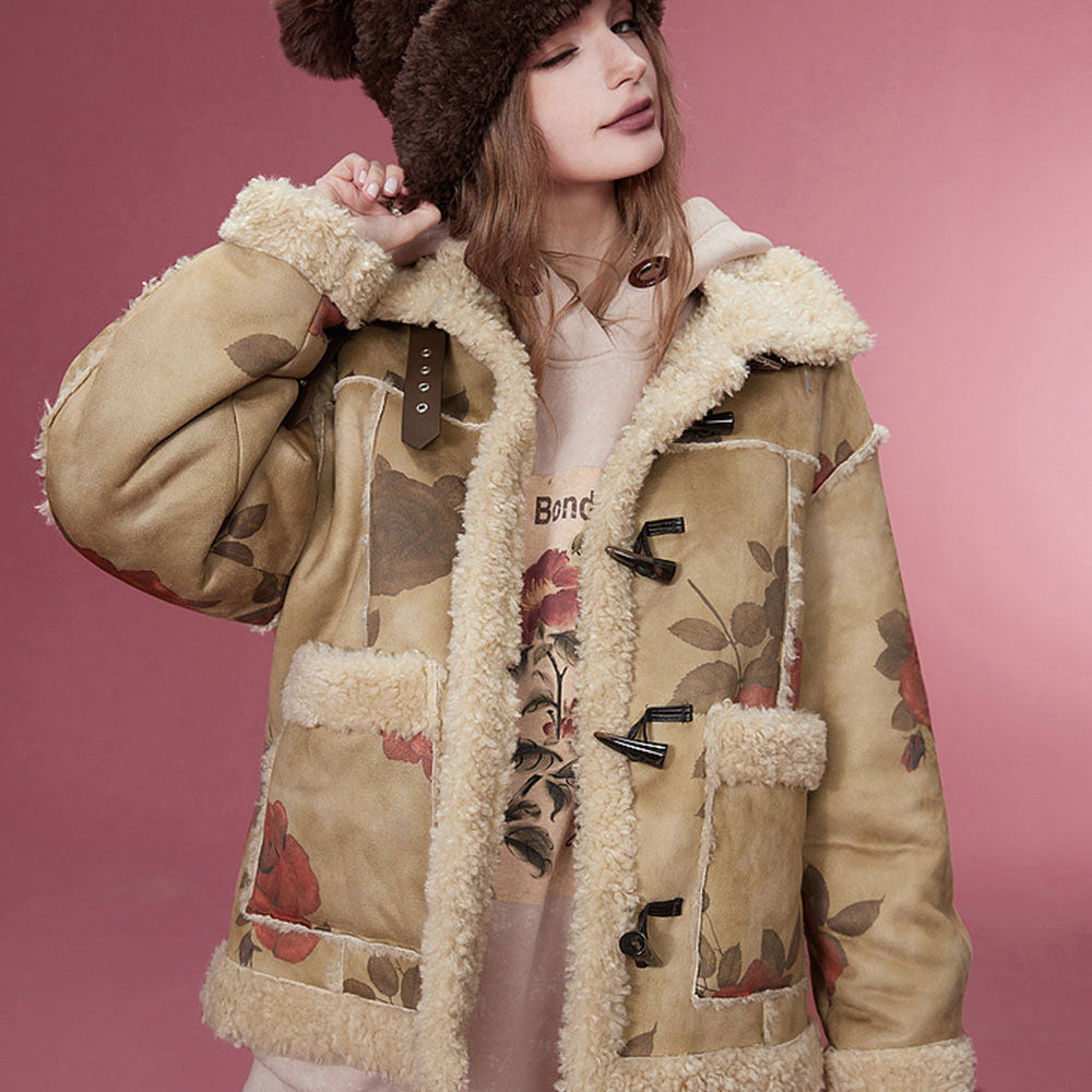 ELFSACK Graphic Cotton Jackets Women 2023 Winter New Luxury Designer Outwears