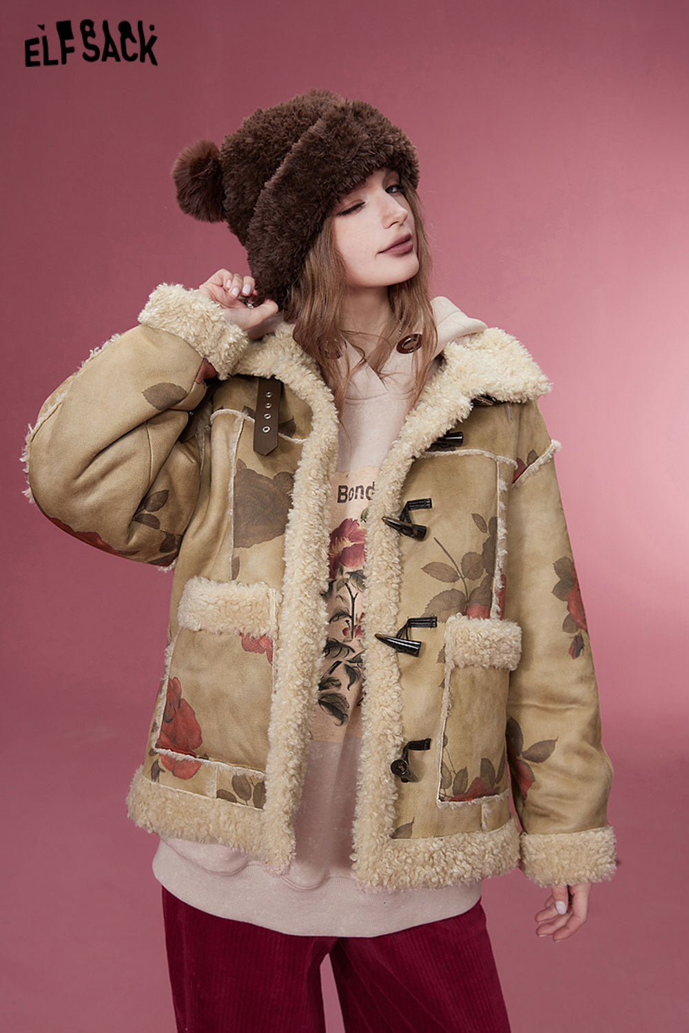 ELFSACK Graphic Cotton Jackets Women Luxury Designer Outwears