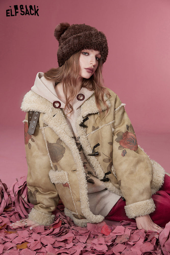 
                  
                    ELFSACK Graphic Cotton Jackets Women 2023 Winter New Luxury Designer Outwears
                  
                