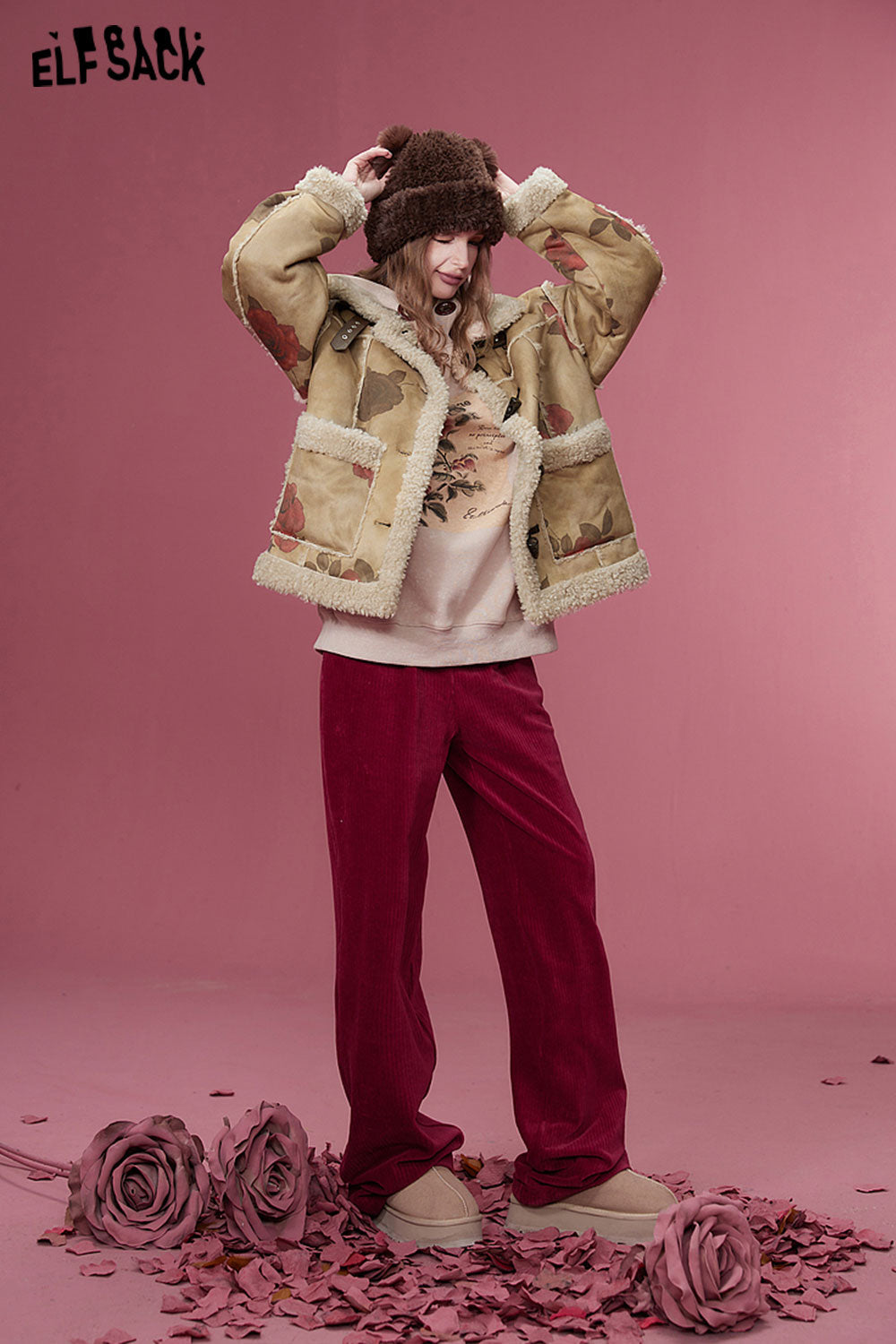ELFSACK Graphic Cotton Jackets Women Luxury Designer Outwears