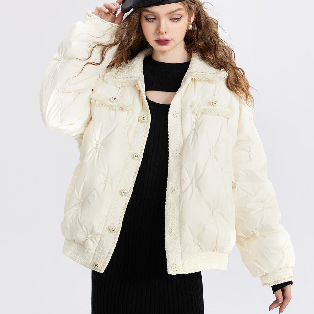 
                  
                    ELFSACK Tweed Spliced Warm Down Coats Women 2023 Winter Loose Short Casual Coats
                  
                