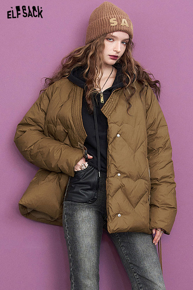 
                  
                    ELFSACK Black Down Coats Women 2023 Winter New Chinese Style Loose Designed Jackets
                  
                