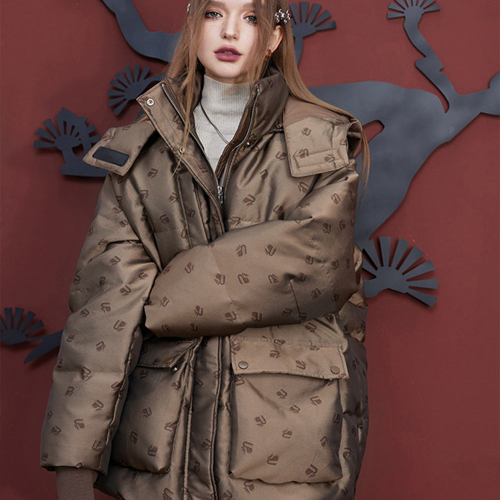 
                  
                    ELFSACK Brown Down Coats Women 2023 Winter Loose Mid-length Designed Jackets
                  
                