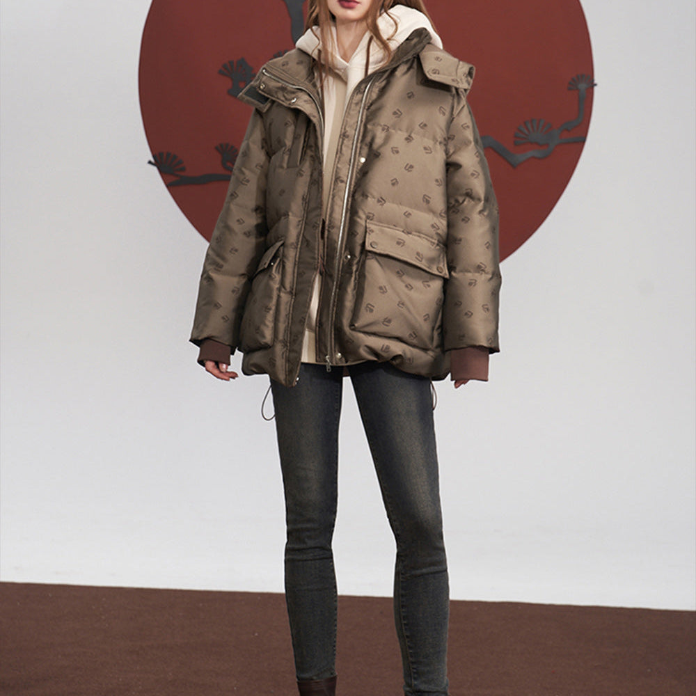 
                  
                    ELFSACK Brown Down Coats Women 2023 Winter Loose Mid-length Designed Jackets
                  
                
