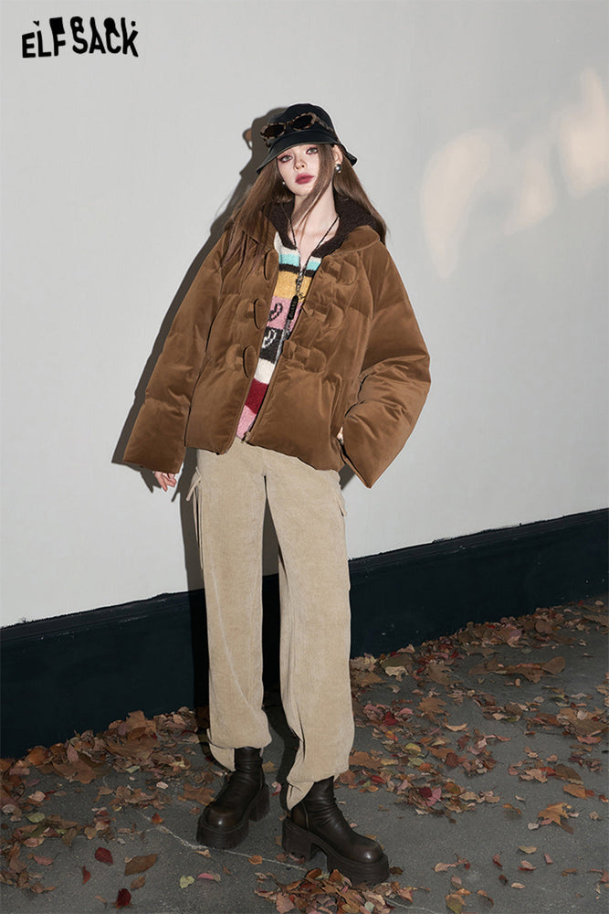 
                  
                    ELFSACK Y2K Velt Down Coats Women 2023 Winter New Korean Fashion Designer Jackets
                  
                