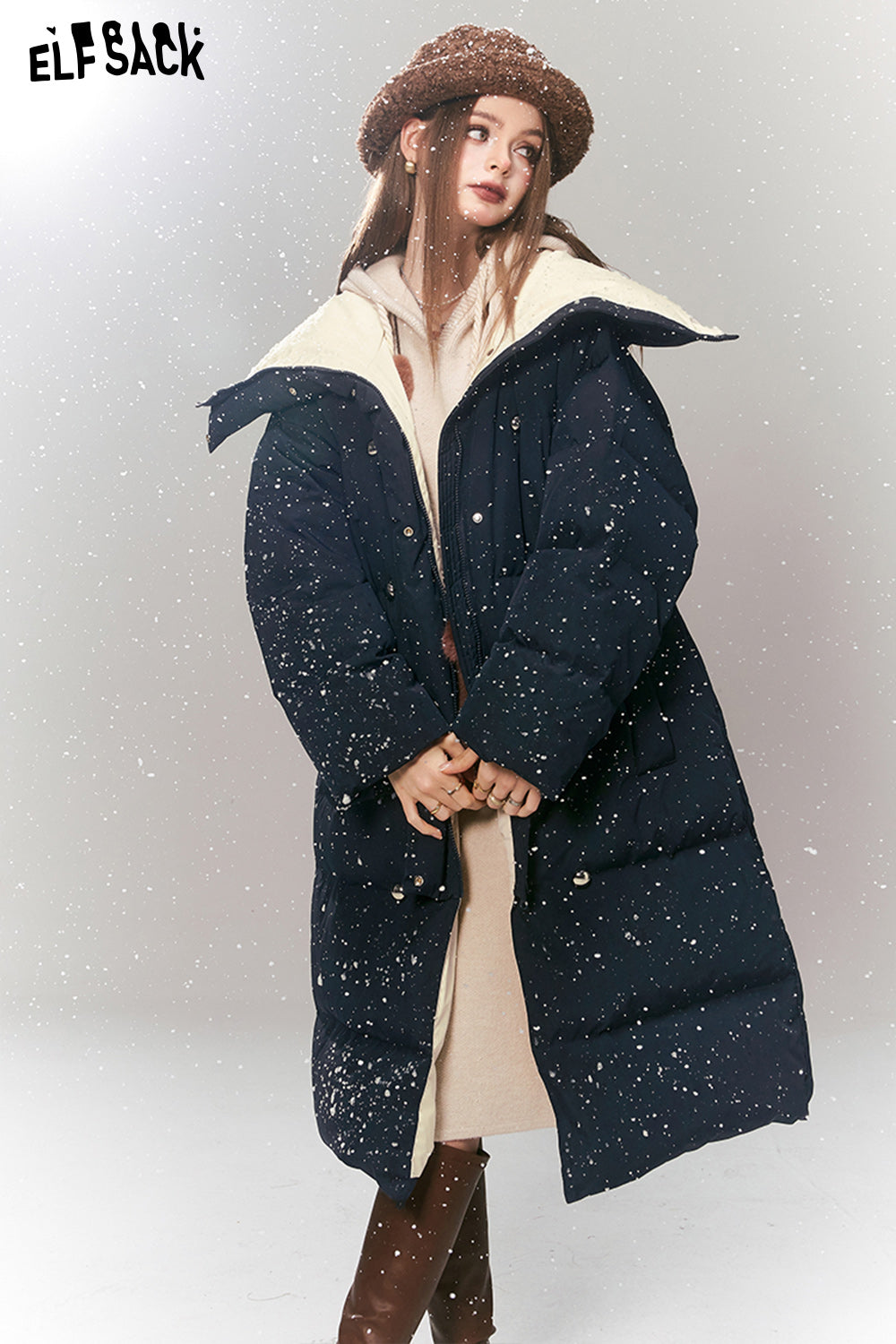 
                  
                    ELFSACK Korean Fashion Down Coats Women 2023 Winter New Luxury Mid-length Outwears
                  
                