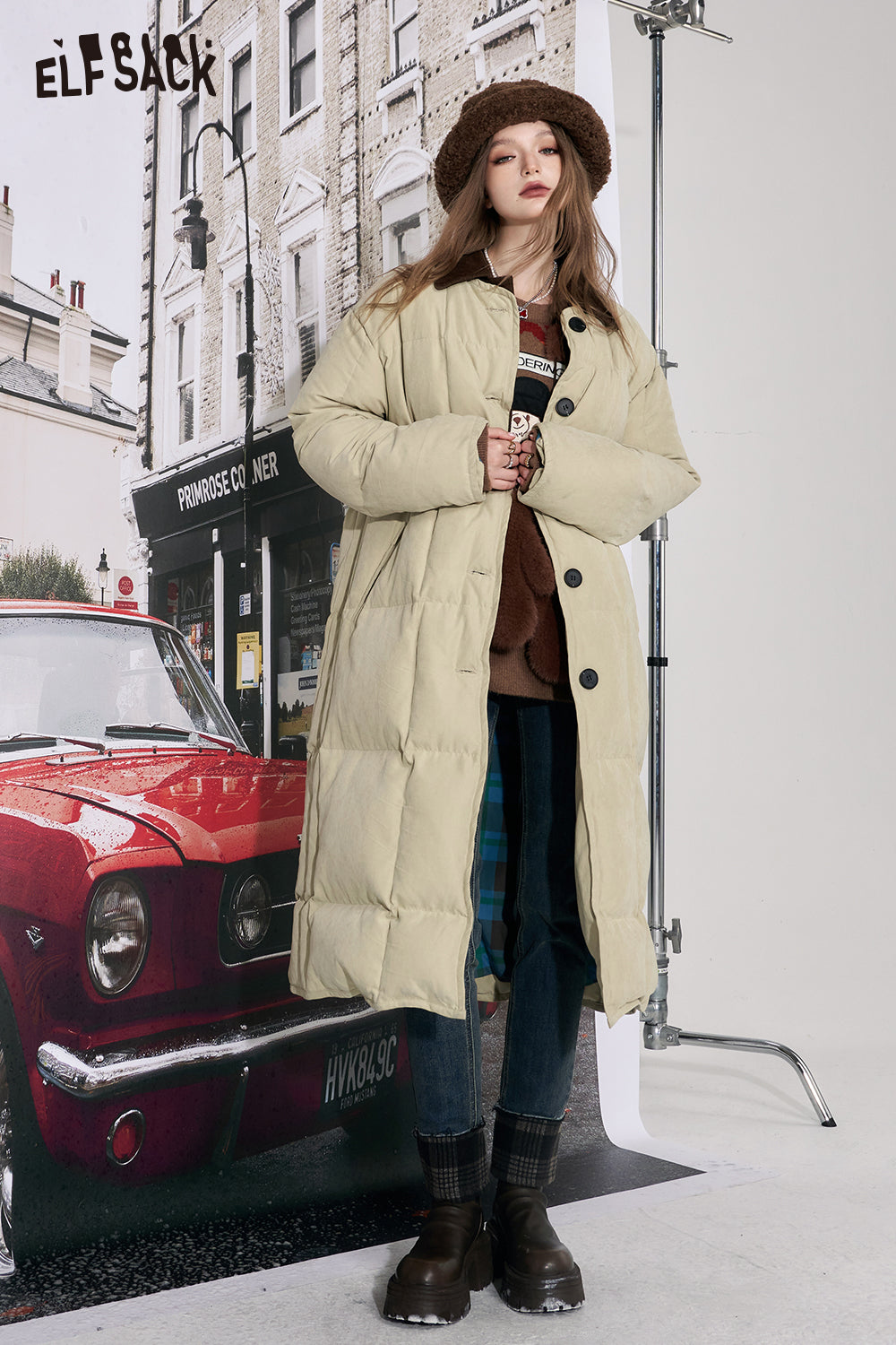 
                  
                    ELFSACK 2000s Retro Down Coats Women 2023 Winter New Korean Fashion Designer Long Outwears
                  
                