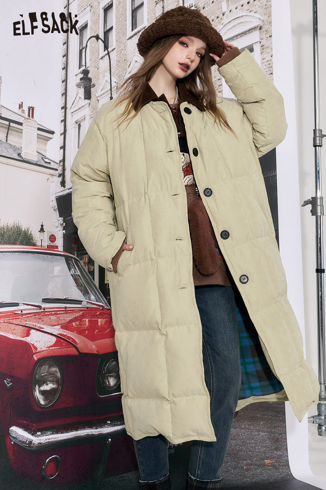 
                  
                    ELFSACK 2000s Retro Down Coats Women 2023 Winter New Korean Fashion Designer Long Outwears
                  
                