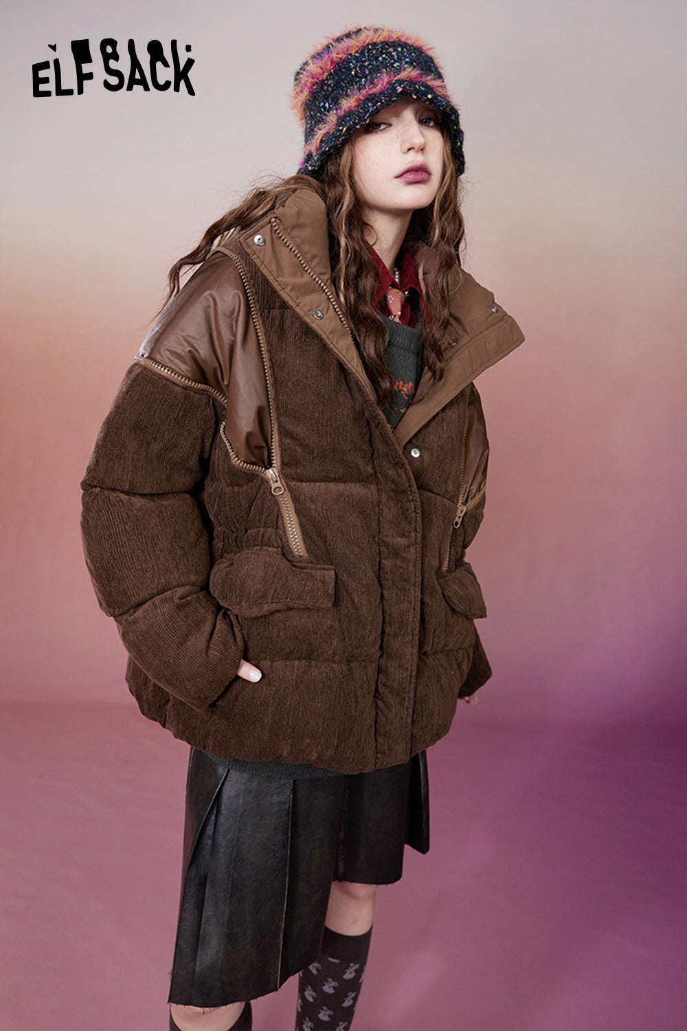 
                  
                    ELFSACK Y2K 2000s Down Coats Women 2023 Winter New Korean Fashion Designer Jackets
                  
                