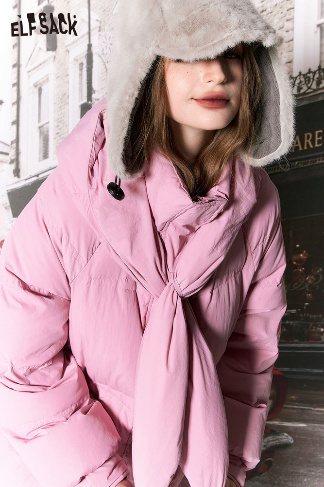 
                  
                    ELFSACK Kawaii Pink Down Coats Women 2023 Winter New Plus Size Mid-length Designed Outwears
                  
                