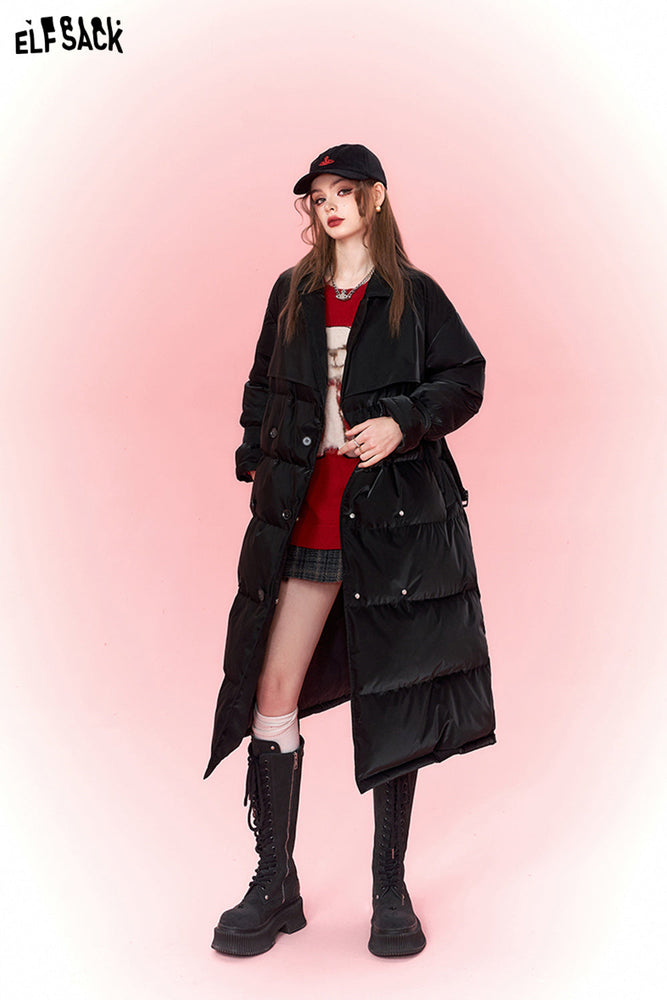 
                  
                    ELFSACK Black Down Coats Women 2023 Winter New Chinese Style Long Plus Size Designed Jackets
                  
                