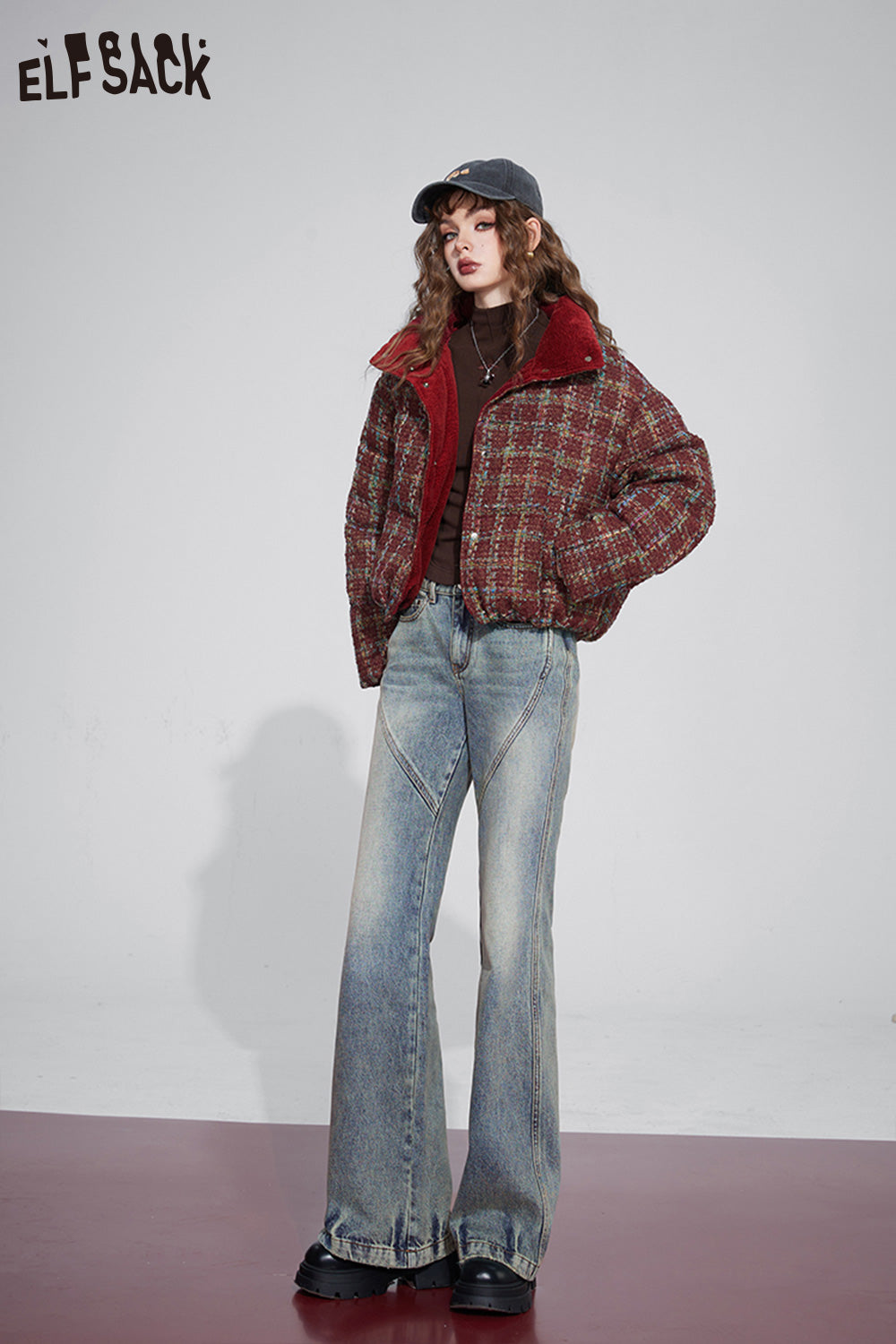 ELFSACK Christmas Korean Fashion Down Coats Women Designer Outwears