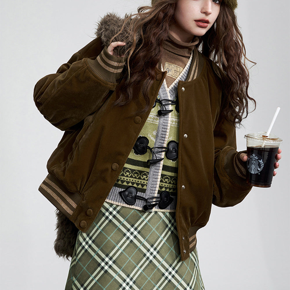
                  
                    ELFSACK High Waist Plaid Glove Suede Skirt Women 2023 Winter Basic Bottom
                  
                
