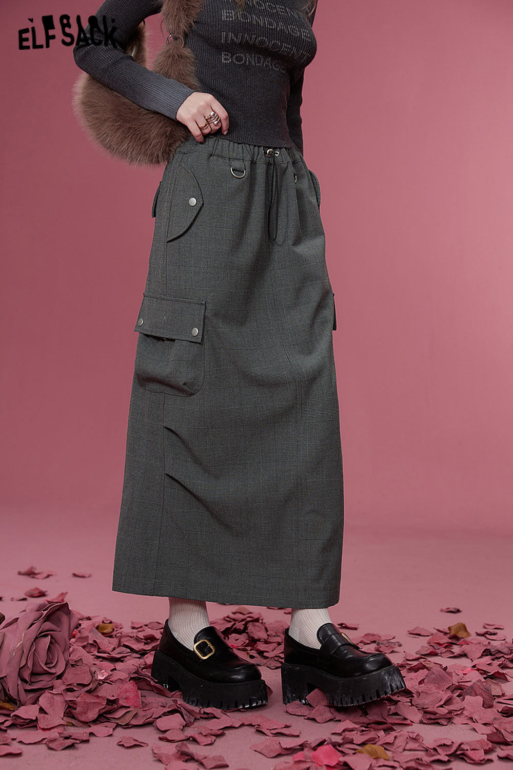ELFSACK Korean Fashion Skirts Women Designer Sports Bottom