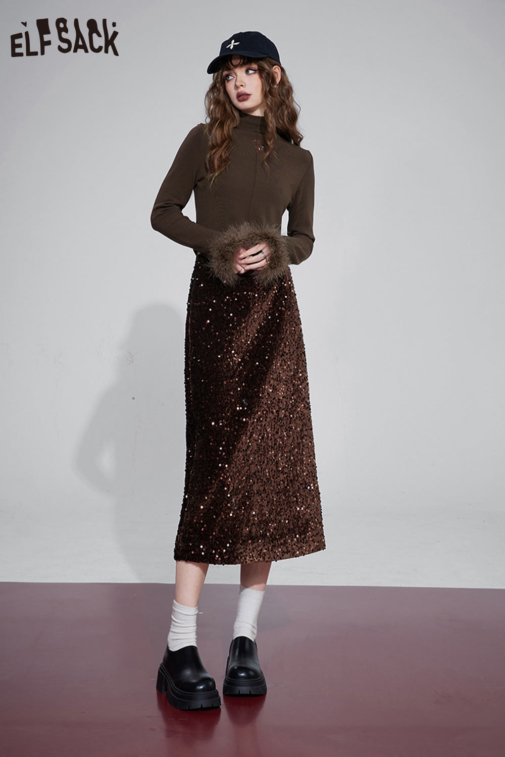 ELFSACK Korean Fashion Party Dress Sparkly Elegant Luxury Bottom