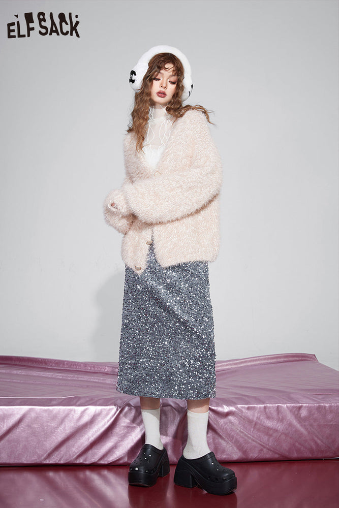 
                  
                    ELFSACK Korean Fashion Party Dress For Women 2023 Winter New Sparkly Elegant Luxury Bottom
                  
                