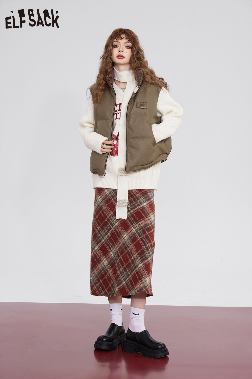 ELFSACK Christmas Y2K 2000s Gyaru Mini Skirt Women Korean Fashion Bottom