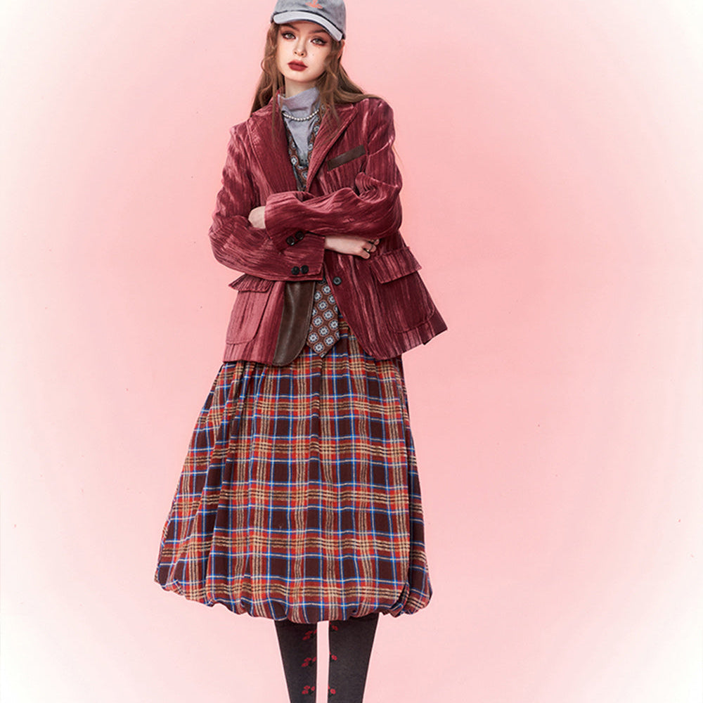 
                  
                    ELFSACK Red Velvet Suit Jackets Women 2023 Winter New Chinese Style Designer Coats
                  
                