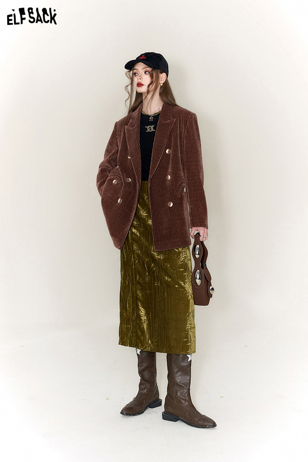 
                  
                    ELFSACK Chenille Brown Suit Jackets Women 2023 Winter New Retro Designer Coats
                  
                