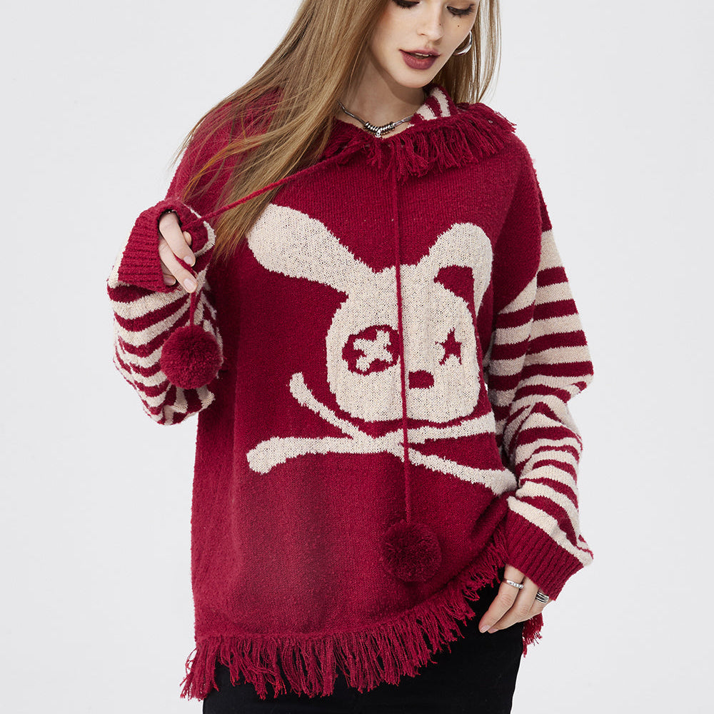 ELFSACK Lightweight Hoodied Sweaters For Women Rabbit Dressy Casual Tops 2024 Spring New