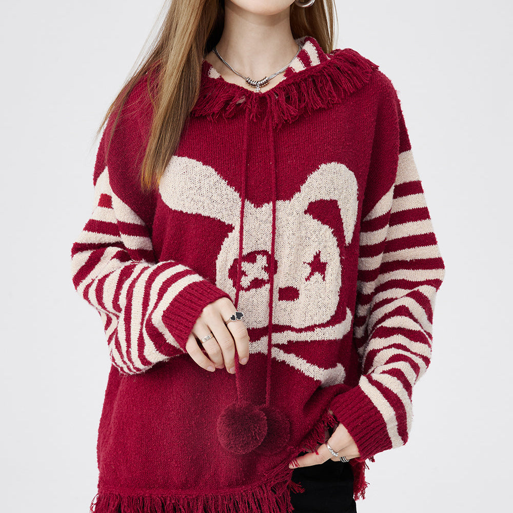 ELFSACK Lightweight Hoodied Sweaters For Women Rabbit Dressy Casual Tops 2024 Spring New