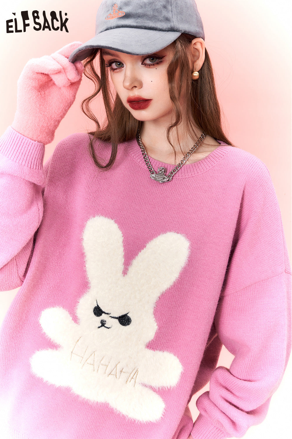 ELFSACK Christmas Kawaii Sweaters Women 2023 Winter New Korean Fashion Tops