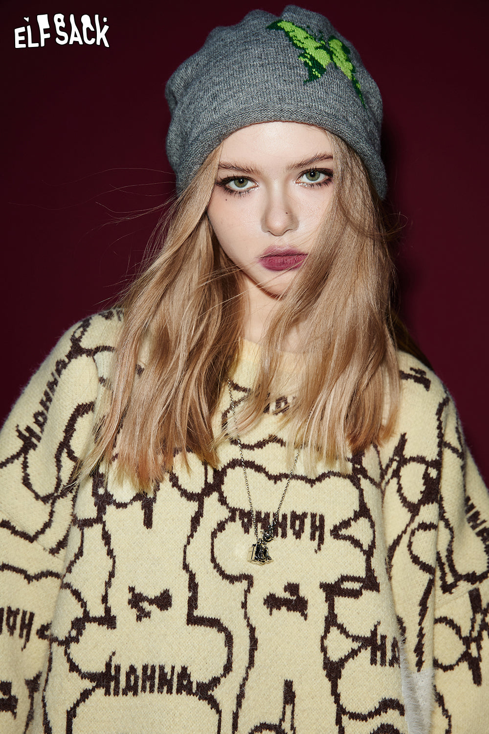 ELFSACK Pullover Sweaters Embroidery Print long sleeves y2k Spring Loose Basic Daily Tops