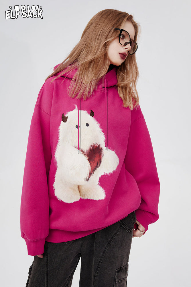 
                  
                    ELFSACK Lightweight Hoodied Sweatshirt For Women Monster Print  Dressy Casual Tops 2024 Spring New
                  
                