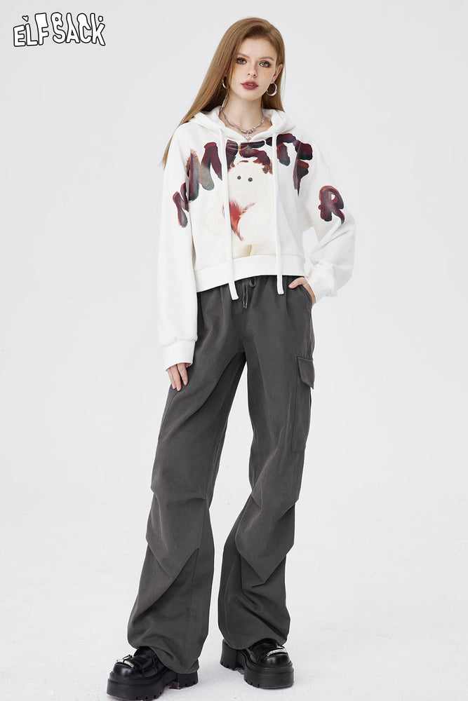 
                  
                    ELFSACK Lightweight Hoodied Sweatshirt For Women Monster Print  Dressy Casual Tops 2024 Spring New
                  
                