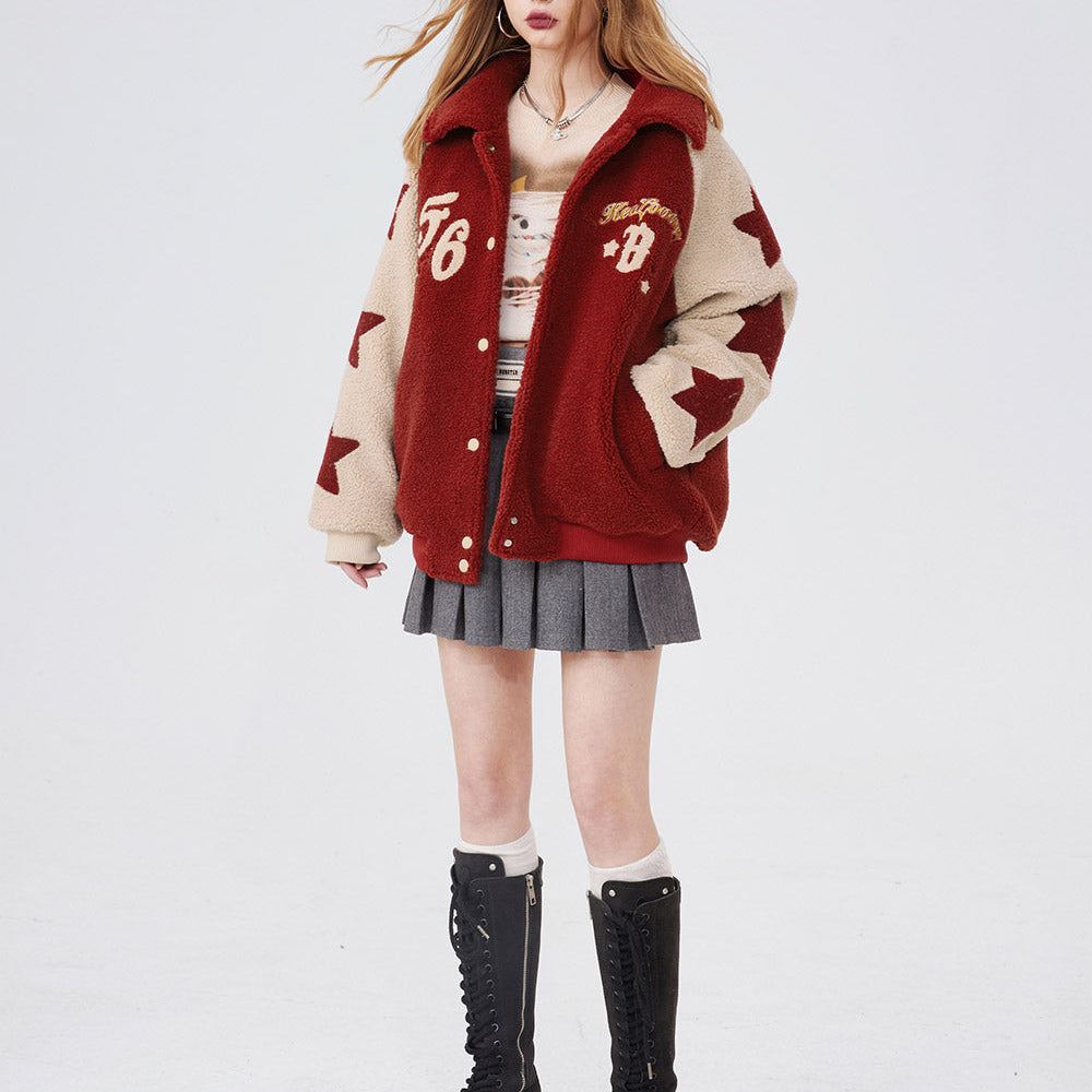 
                  
                    ELFSACK Korean Warm Plush Jacket for Women Spring/Winter Loose Plush Thickened Cotton Zipper Overcoat
                  
                
