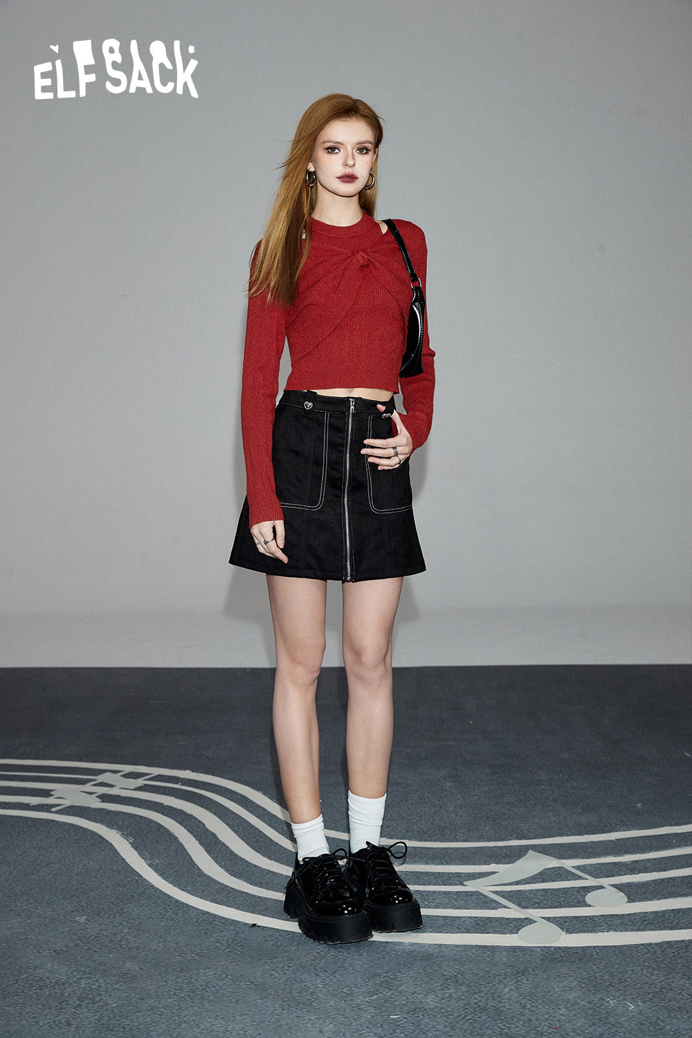 ELFSACK Underwear Women Bottoming Shirt Spring Slim Basic Long-Sleeved Knit T-Shirt Spring New