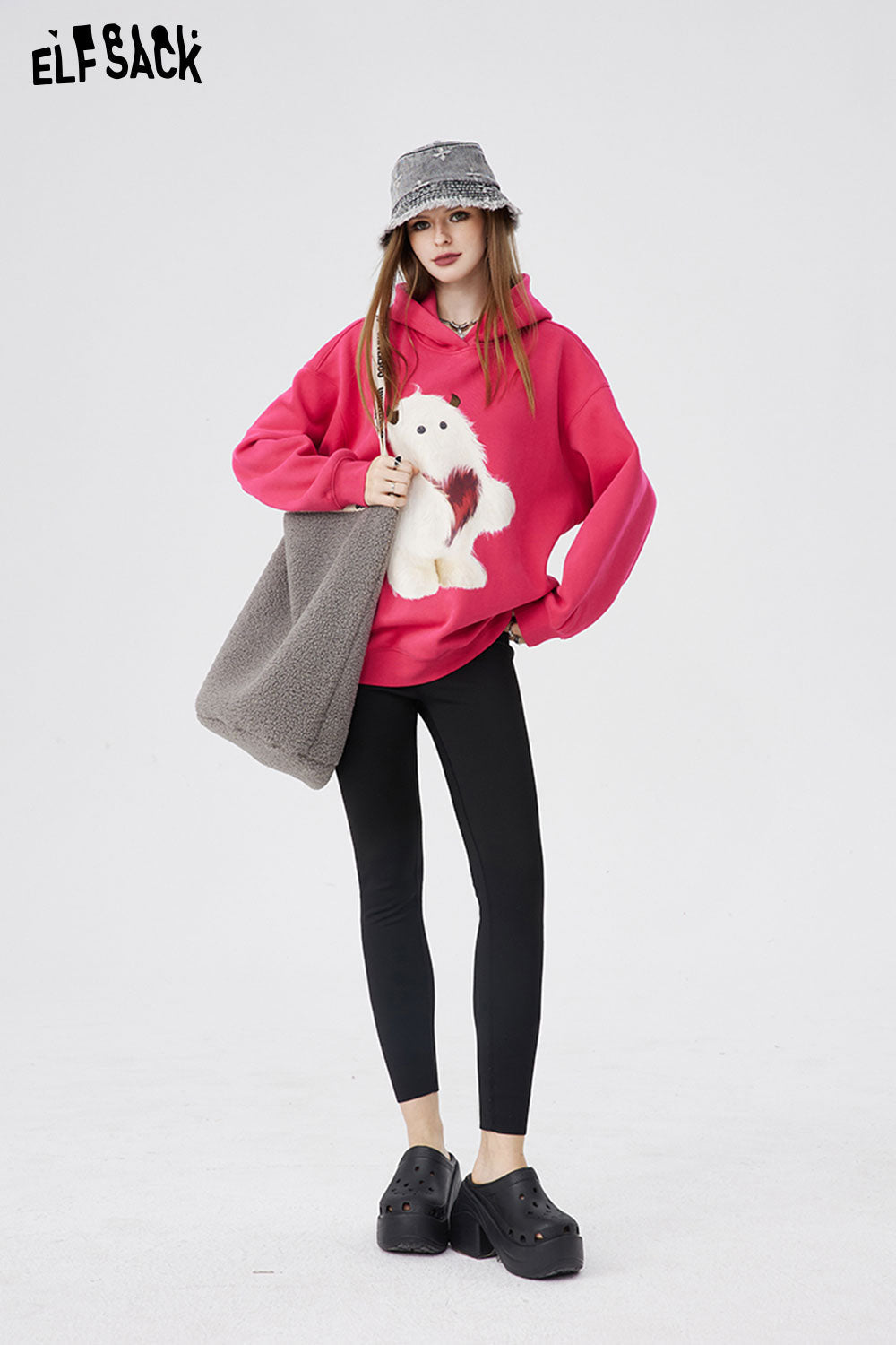 ELFSACK Korean Winter Shark Pants Women Thermal Fleece Leggings High Waist Tights Casual Sports Leggings Brushed Pants