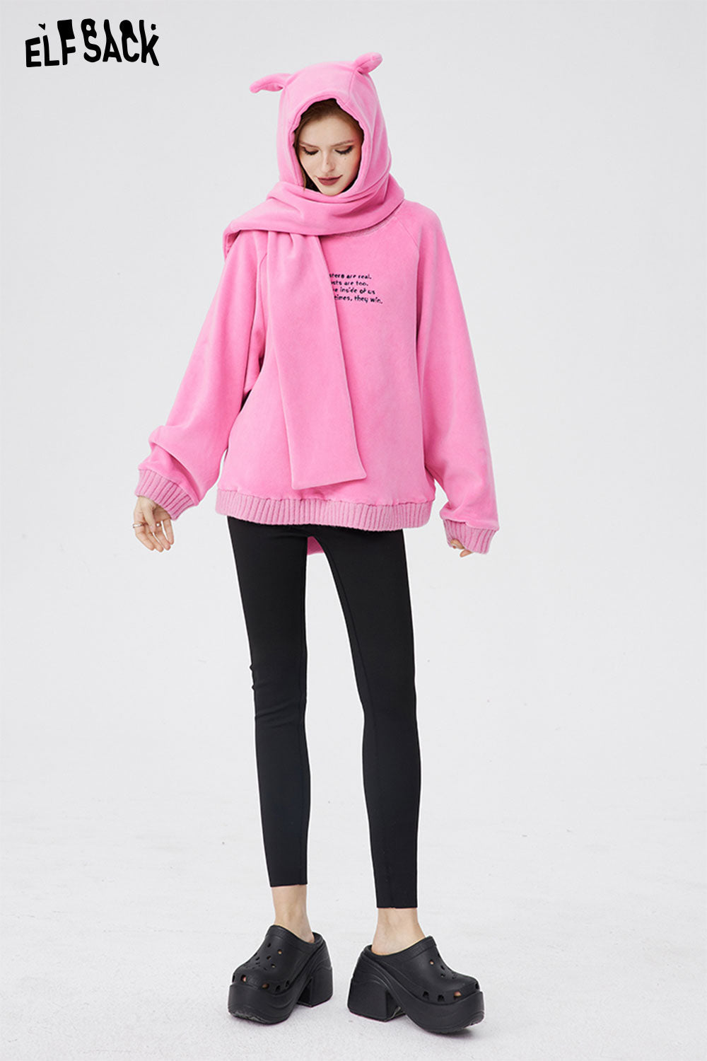 ELFSACK Korean Winter Shark Pants Women Thermal Fleece Leggings High Waist Tights Casual Sports Leggings Brushed Pants