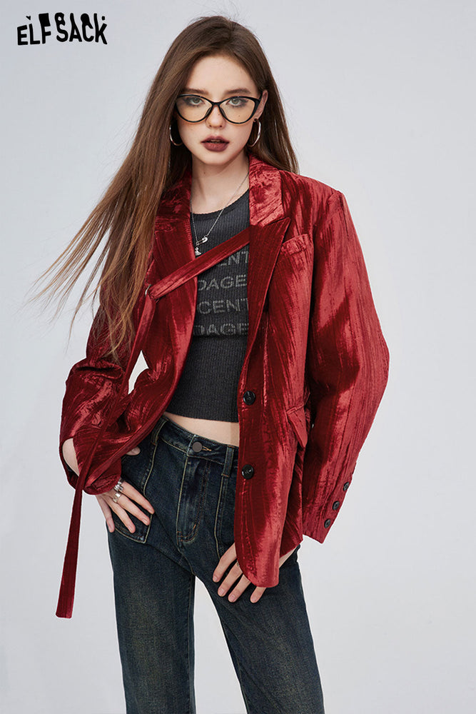 
                  
                    ELFSACK Korean High-Quality Velvet Spring Winter Formal Ladies Blazer Business Suits Work Wear Office Uniform Pants Jacket
                  
                