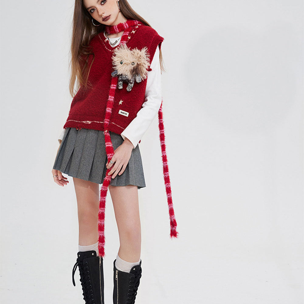 
                  
                    ELFSACK Female Vest Preppy Style Pullover Women Clothing Free Badge Sweaters Aesthetic Sweater Blouse Tops Women's Warm Korean No Sleeve Woman Knitted
                  
                
