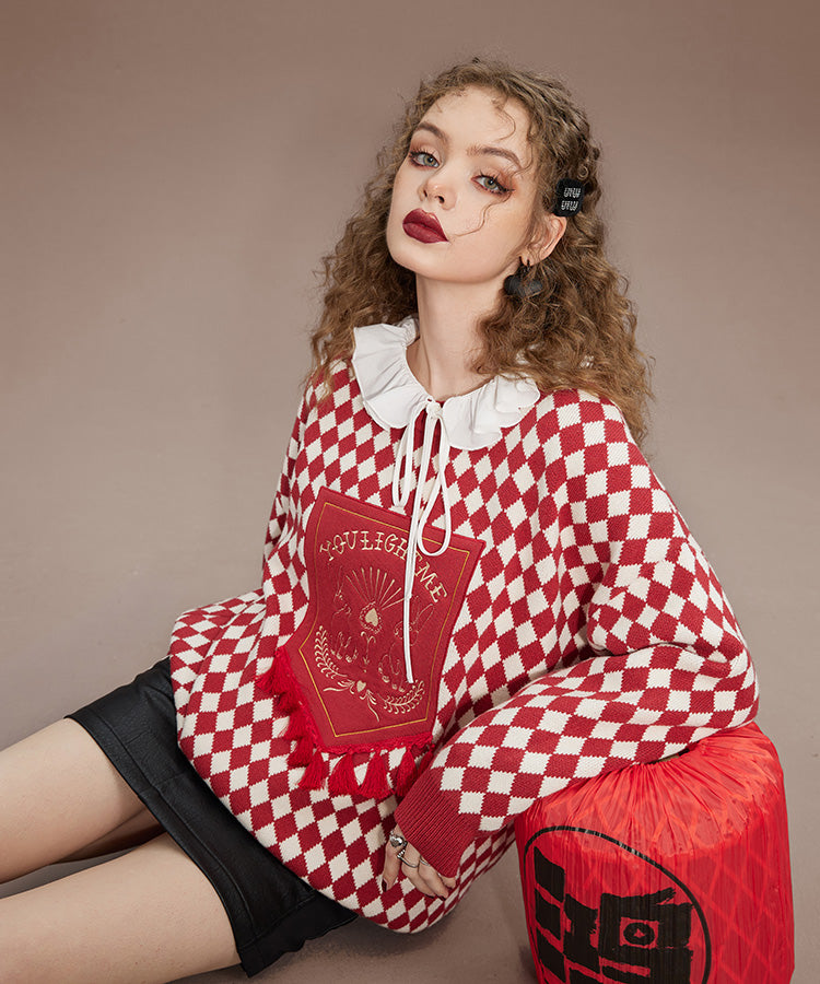 
                  
                    ELFSACK Red Plaid Pullover Sweaters
                  
                