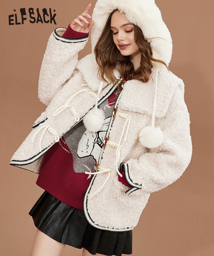 
                  
                    ELFSACK White Fluffy Cotton Coats
                  
                
