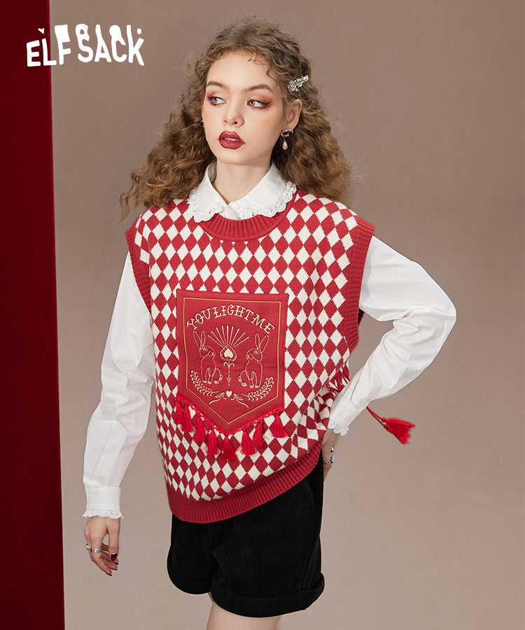 
                  
                    ELFSACK Red Plaid Sweater Vests
                  
                