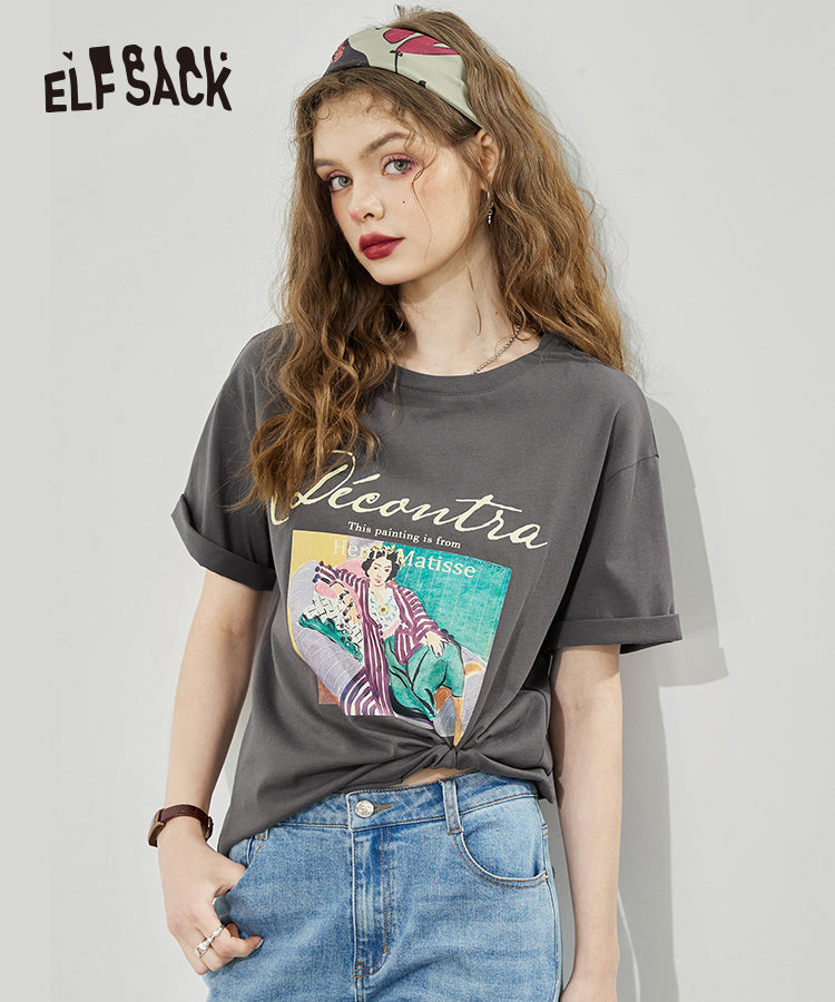 
                  
                    ELFSACK Vintage Printed Cotton T-Shirts
                  
                