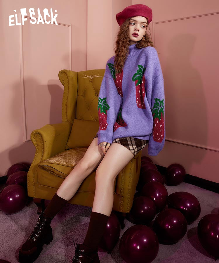 
                  
                    ELFSACK Strawberry Turtleneck Pullover Sweaters
                  
                