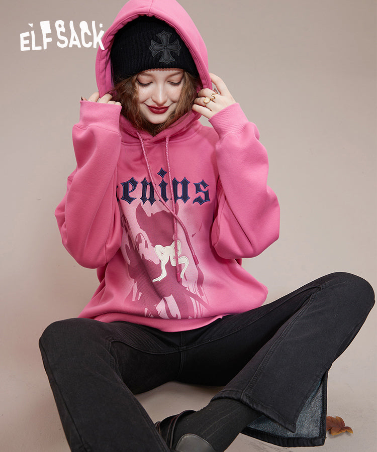 ELFSACK Pink Hooded Fleece Hoodies
