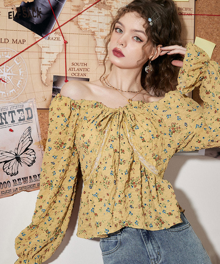 
                  
                    ELFSACK Long Sleeve Floral Chiffon Blouses
                  
                