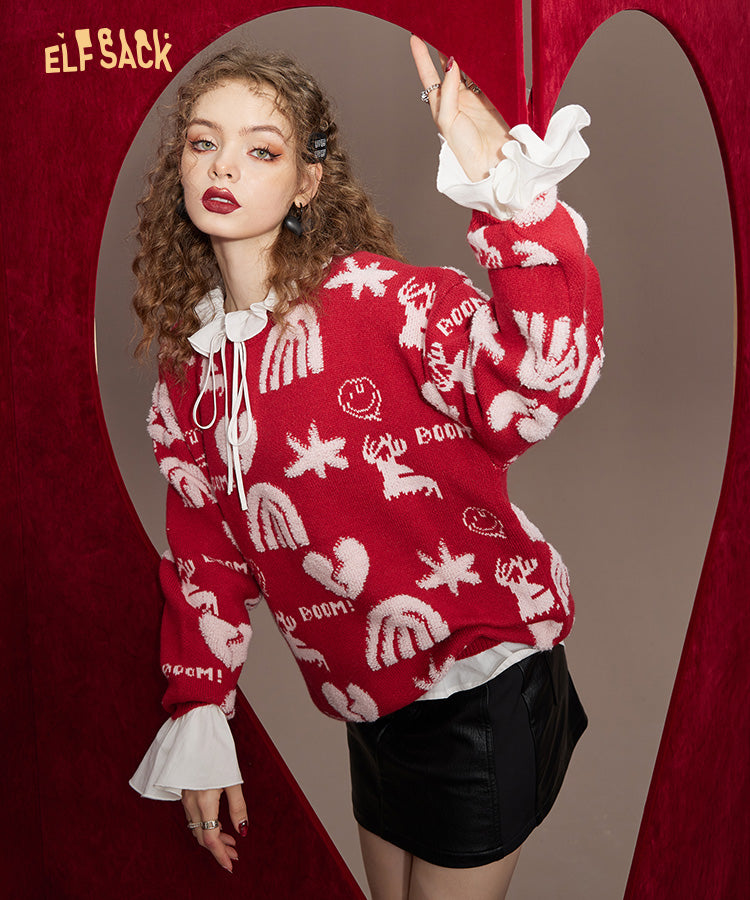 ELFSACK New Year Red Pullover Sweaters