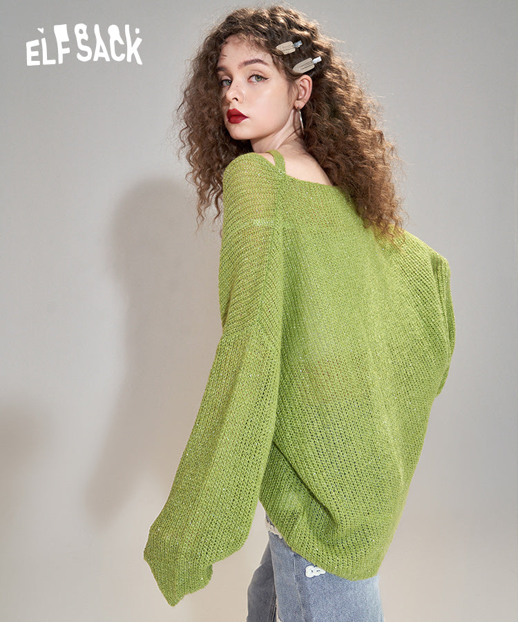 
                  
                    ELFSACK Spring Long Sleeve Loose Pullover Knitwears
                  
                