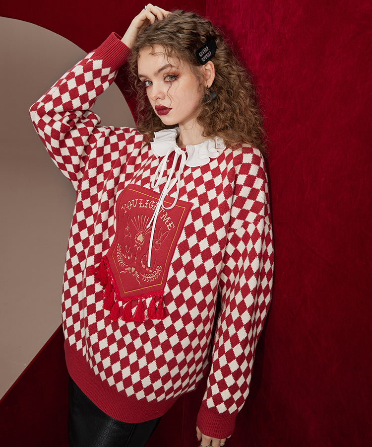 
                  
                    ELFSACK Red Plaid Pullover Sweaters
                  
                