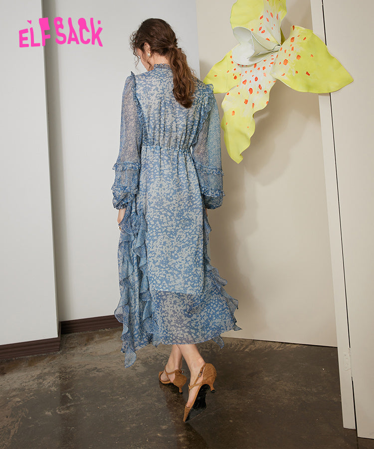
                  
                    ELFSACK Blue French Floral Dresses
                  
                